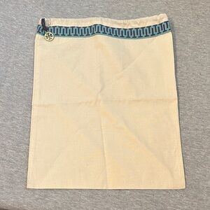 Tory Burch Canvas Drawstring Dust Bag with Blue Trim